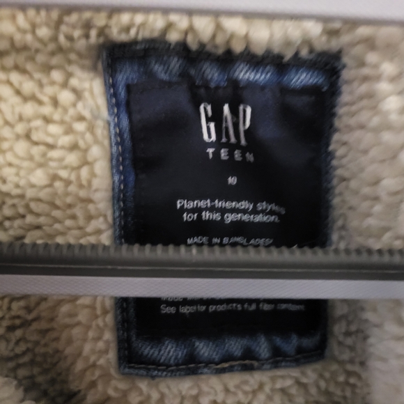 GAP Teen Denim Sherpa Jacket Size 10 - Picture 4 of 10